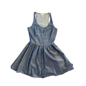 Copper Key Denim Chambray Button Front Racerback Fit & Flare Dress‎ M